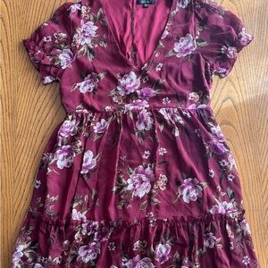 Trixxi Burgundy Floral Dress